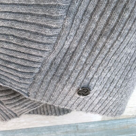 Zella Wrap Sweater Gray Ribbed Surplice V Neck Soft Cotton Blend Womens XXS - Picture 7 of 10